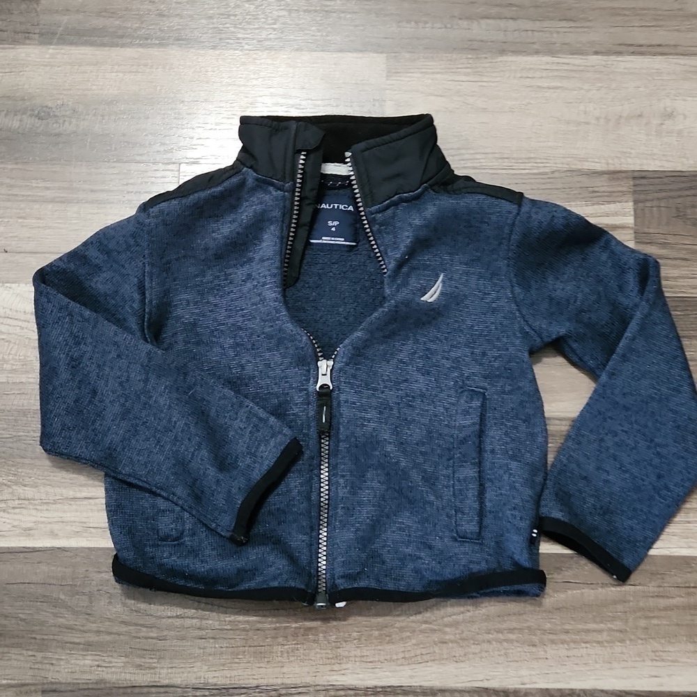 Nautica Lightweight Zip Jacket Size 4 Blue with white Nautica Logo.